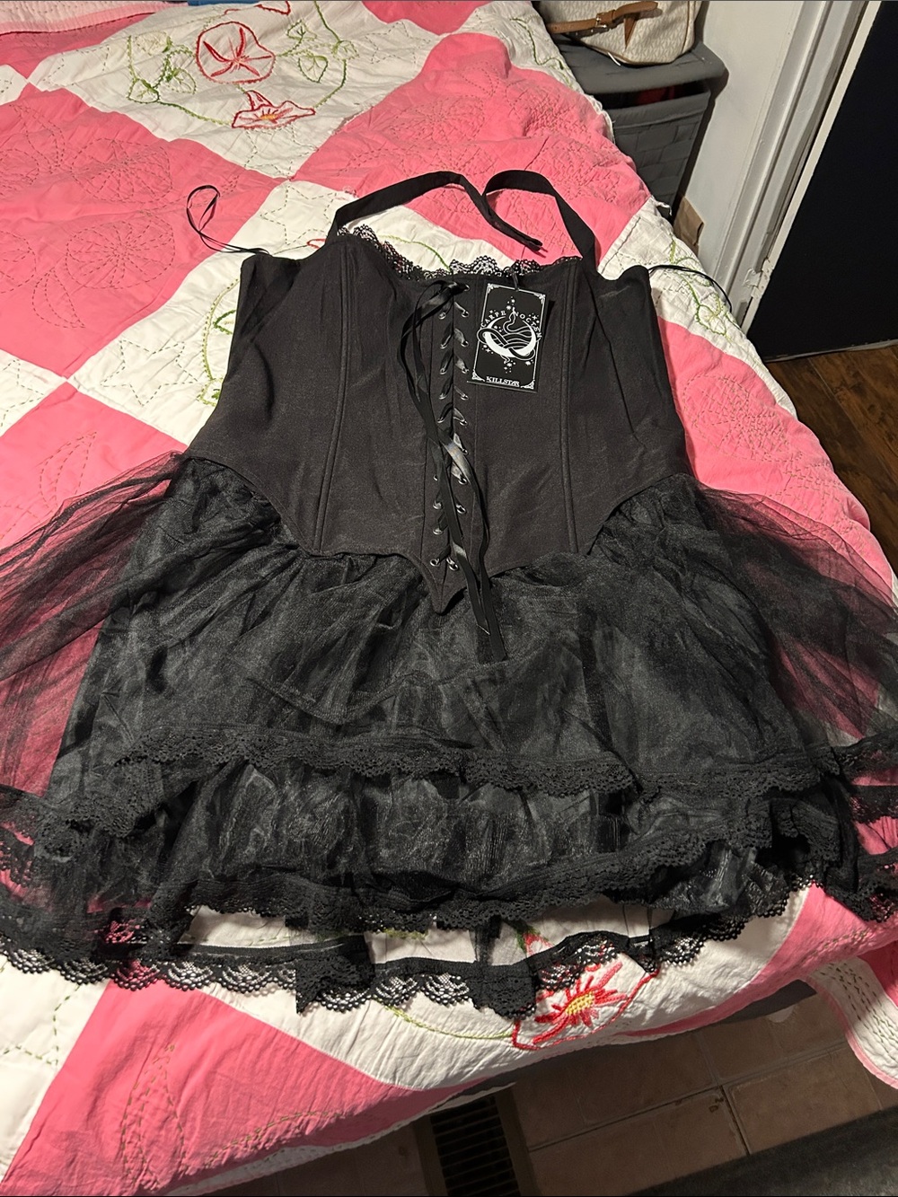 Killstar Black Lace-Up Corset Top
